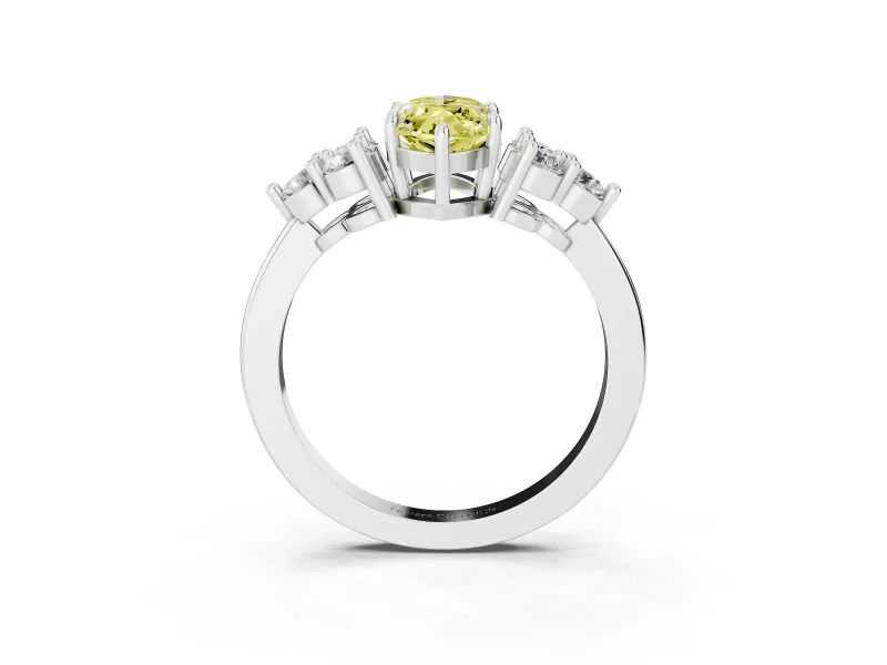 Marquise Cluster Side Stone Engagement Ring Setting for a Fancy Yellow Lab-Grown Diamond | Platinum