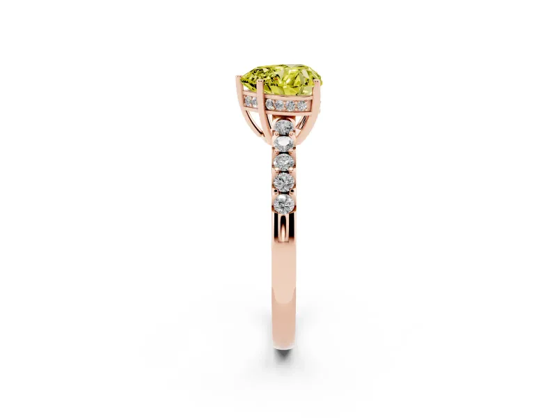 Heart-Shaped Engagement Ring Setting for a Fancy Yellow Lab-Grown Diamond | Rose Gold - Design NV-24649