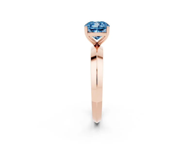 Cushion Cut Knife-Edge Engagement Ring Setting for a Fancy Blue Lab-Grown Diamond | Rose Gold