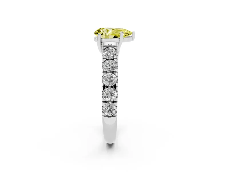 Pear-Shaped Engagement Ring Setting for a Fancy Yellow Lab-Grown Diamond | Platinum - Design NV-24643