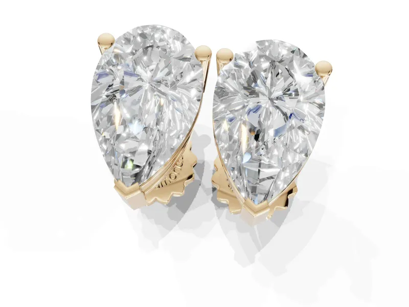 Round Lab-Grown Diamond Solitaire Basket Stud Earrings | Open Gallery | Yellow Gold