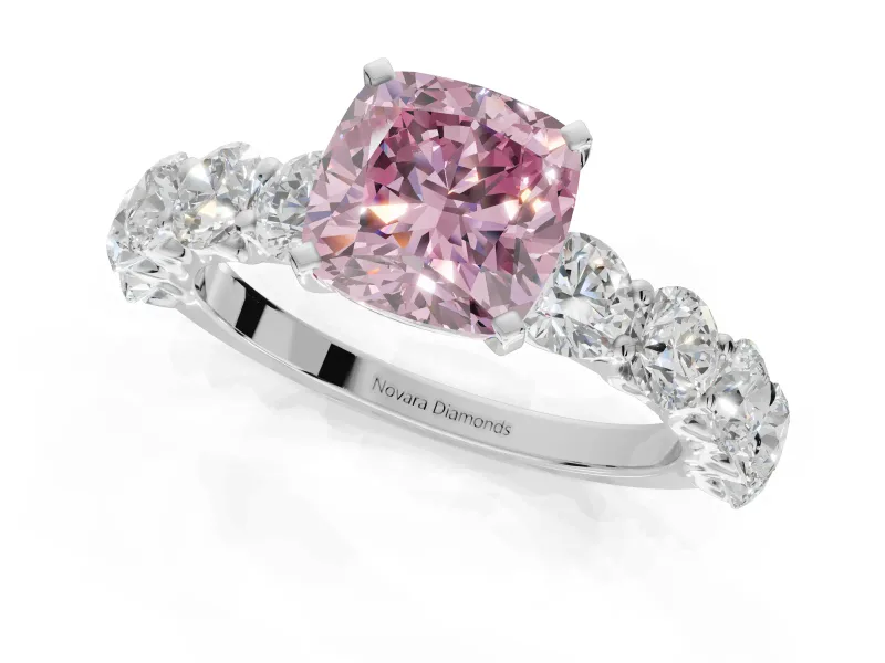 Cushion Cut Engagement Ring Setting for a Fancy Pink Lab-Grown Diamond | Sterling Silver - Design NV-24455