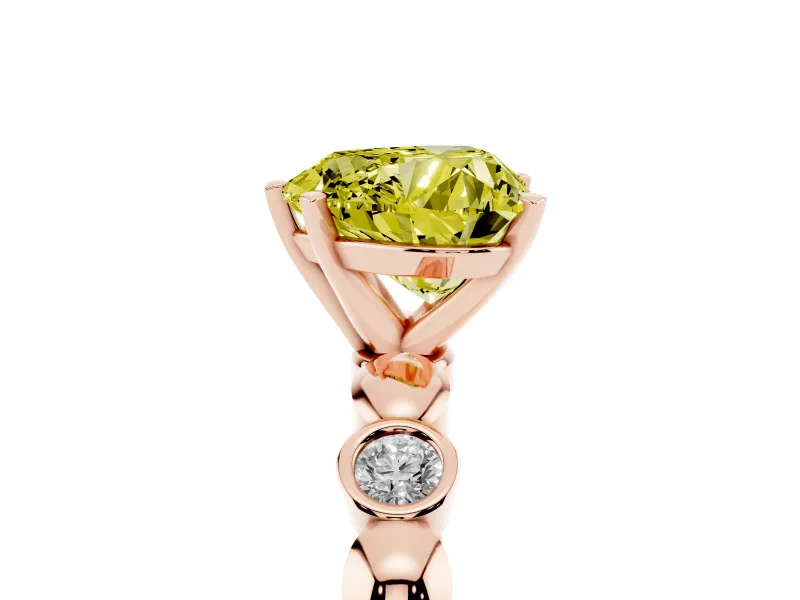 Heart-Shaped Station Engagement Ring Setting for a Fancy Yellow Lab-Grown Diamond | Rose Gold