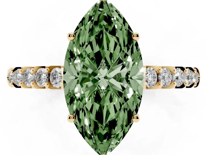 Marquise Engagement Ring Setting for a Fancy Green Lab-Grown Diamond | Yellow Gold - Design NV-24649