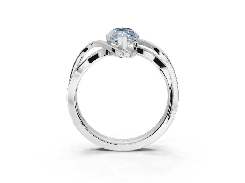 Marquise Bypass Solitaire Engagement Ring Setting for a Fancy Blue Lab-Grown Diamond | Platinum