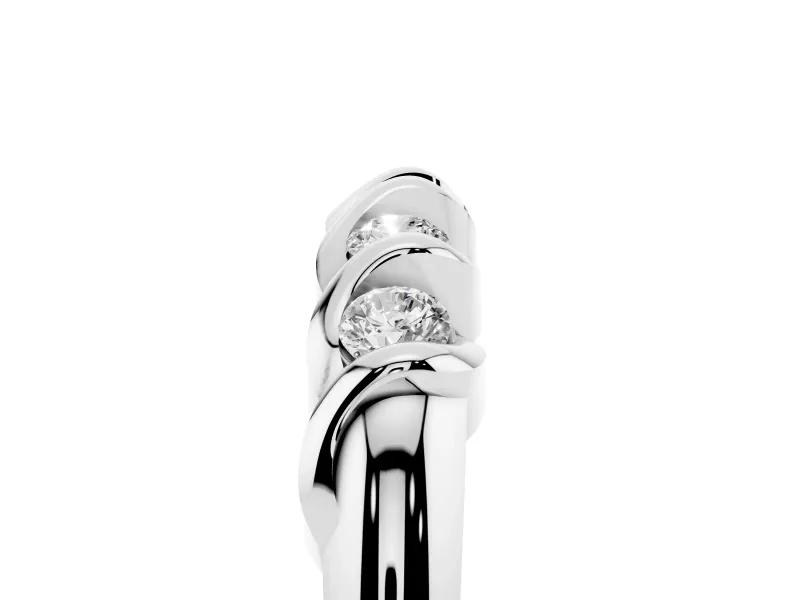 Round Lab-Grown Diamond Five Stone Wedding Band | Swirl Bezel Set | Platinum