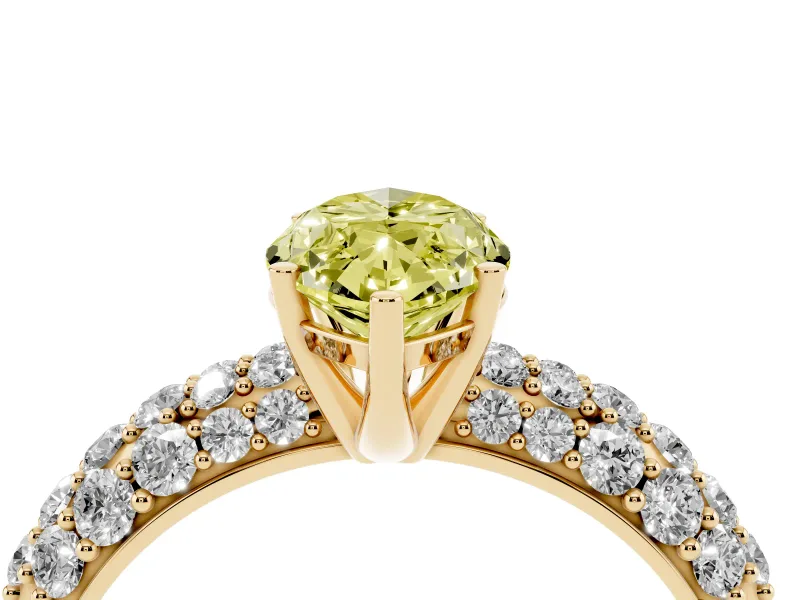 Marquise Multi Row Pave Engagement Ring Setting for a Fancy Yellow Lab-Grown Diamond | Yellow Gold