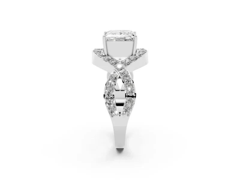 Princess Cut Infinity Twist Pavé Engagement Ring Setting | Crossover Ribbons | Platinum