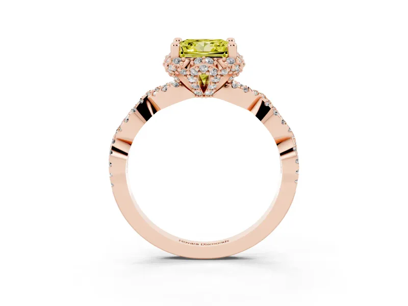 Princess Cut Halo Engagement Ring Setting for a Fancy Yellow Lab-Grown Diamond | Rose Gold - Design NV-24725