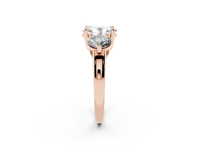 Oval Three Stone Engagement Ring Setting | Open Prong Baskets | Rose Gold