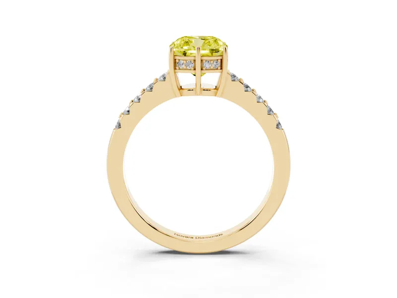 Cushion Cut Engagement Ring Setting for a Fancy Yellow Lab-Grown Diamond | Yellow Gold - Design NV-24649