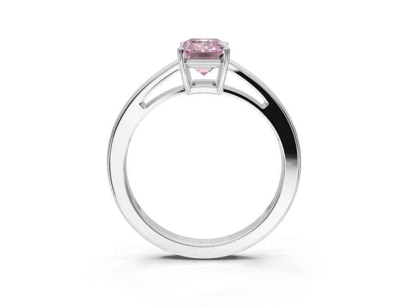 Emerald Cut Cathedral Engagement Ring Setting for a Fancy Pink Lab-Grown Diamond | Sterling Silver - Design NV-24626