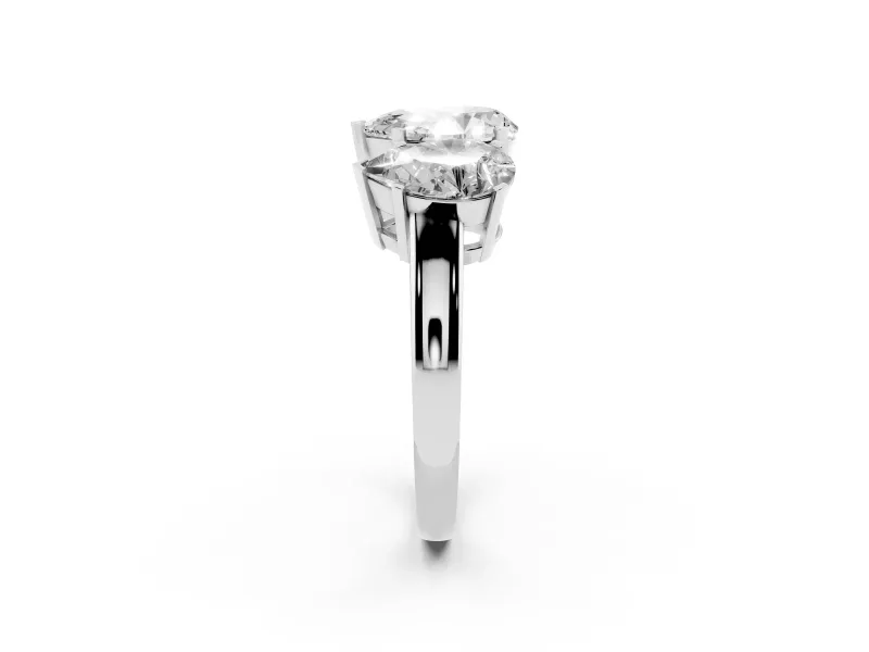 Pear-Shaped Three Stone Engagement Ring Setting | Large Side Stones | Sterling Silver