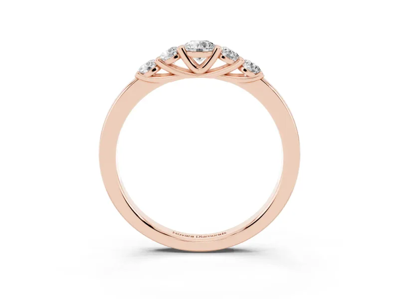 Five-Stone Round Diamond Prong-Set Half Eternity Band Set in Rose gold