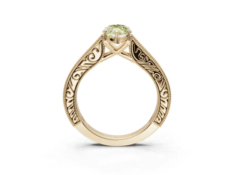 Marquise Vintage Engagement Ring Setting for a Fancy Yellow Lab-Grown Diamond | Yellow Gold - Design NV-24644