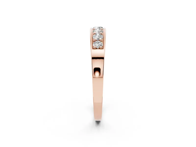 Round Diamond Comfort Fit Band Set in Rose gold with Channel-Set Row