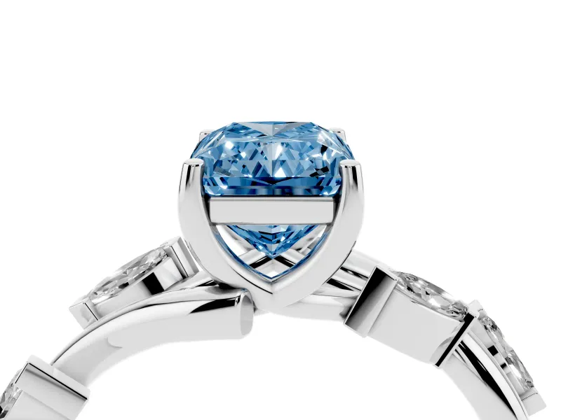 Radiant Cut Twisted Vine Engagement Ring Setting for a Fancy Blue Lab-Grown Diamond | White Gold