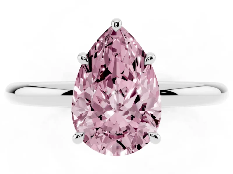 Pear-Shaped Hidden Halo Ring Setting for a Fancy Pink Lab-Grown Diamond | Sterling Silver