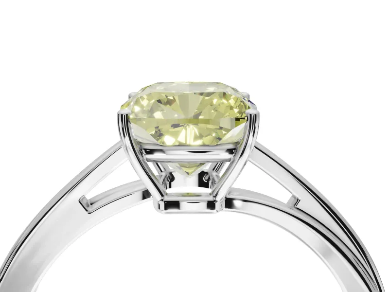 Cushion Cut Bypass Solitaire Engagement Ring Setting for a Fancy Yellow Lab-Grown Diamond | Platinum