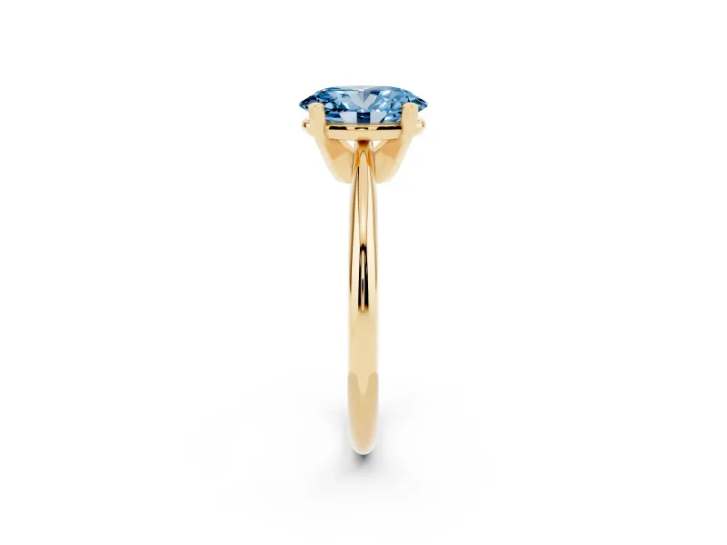 Oval Solitaire Engagement Ring Setting for a Fancy Blue Lab-Grown Diamond | Yellow Gold