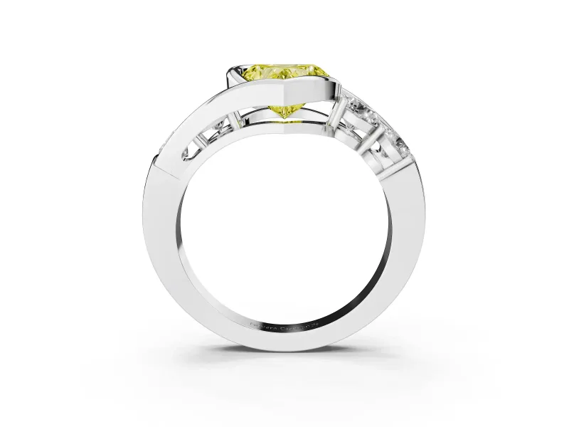 Heart-Shaped Engagement Ring Setting for a Fancy Yellow Lab-Grown Diamond | Bezel | Sterling Silver