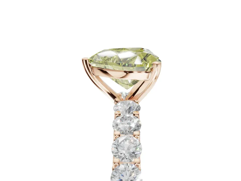 Heart-Shaped Shared Prong Engagement Ring Setting for a Fancy Yellow Lab-Grown Diamond | Rose Gold