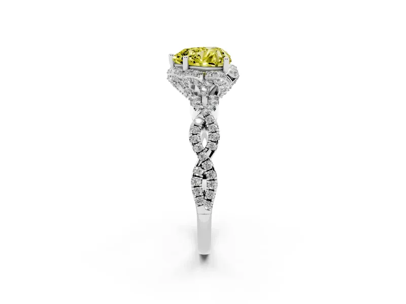 Heart-Shaped Halo Engagement Ring Setting for a Fancy Yellow Lab-Grown Diamond | Sterling Silver - Design NV-24725