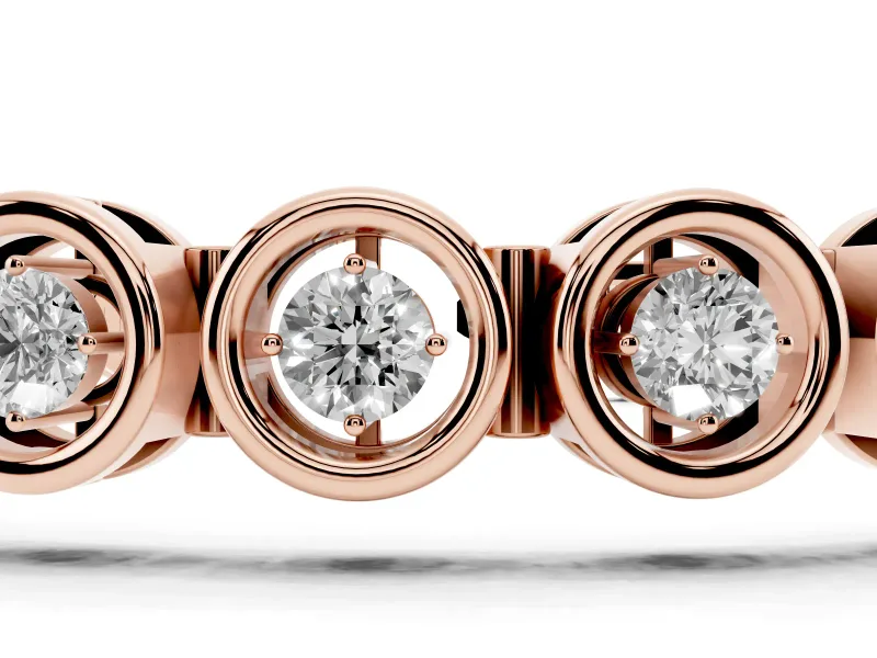 Round Lab-Grown Diamond Open Circle Link Bracelet | Floating Prong Set Stones | Rose Gold