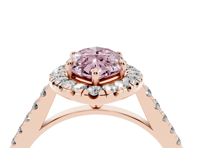 Marquise Halo Engagement Ring Setting for a Fancy Pink Lab-Grown Diamond | Pave Shoulders | Rose Gold