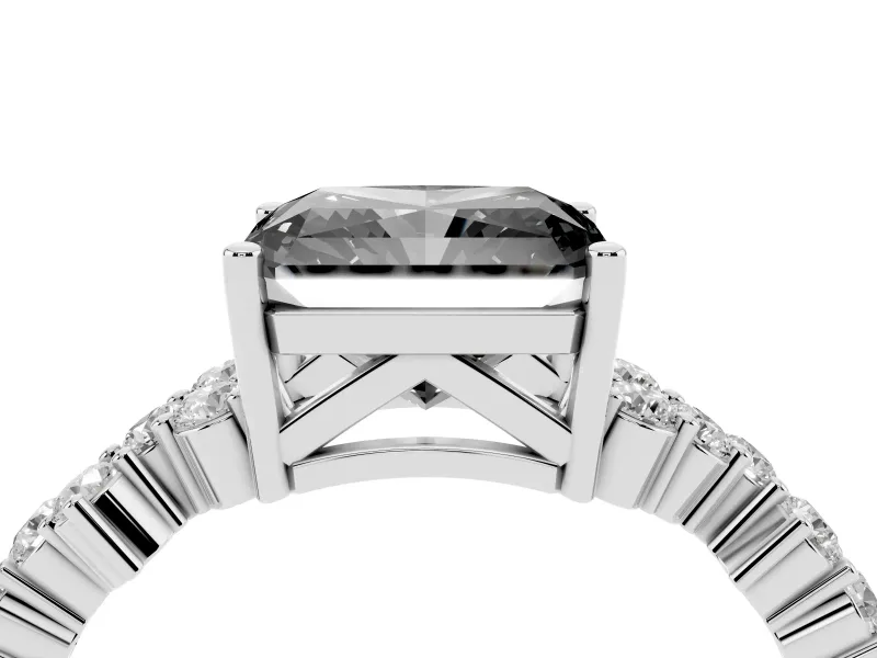 Radiant Cut Scattered Accent Engagement Ring Setting for a Black Center | Slim Band | Platinum