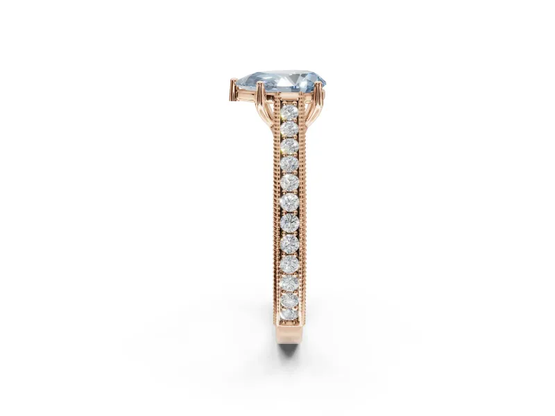 Pear-Shaped Vintage Engagement Ring Setting for a Fancy Blue Lab-Grown Diamond | Rose Gold - Design NV-24644