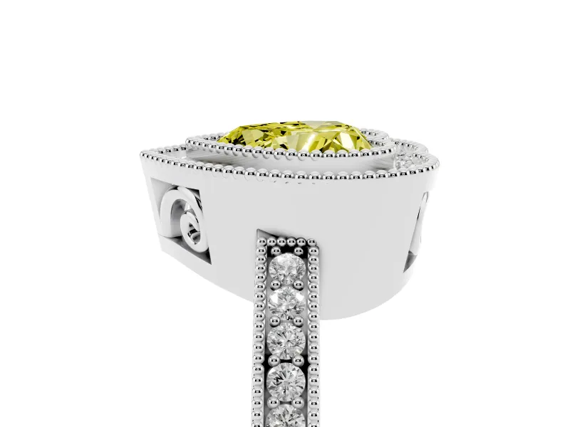 Heart-Shaped Halo Engagement Ring Setting for a Fancy Yellow Lab-Grown Diamond | Sterling Silver - Design NV-24890
