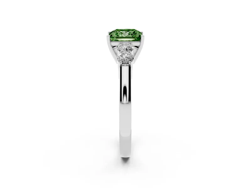 Princess Cut 5 Stone Engagement Ring Setting for a Fancy Green Lab-Grown Diamond | Platinum