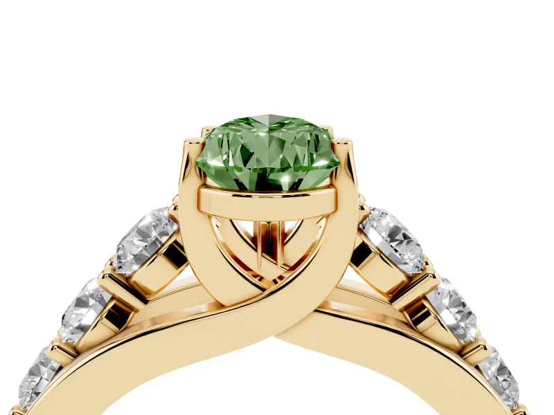 Pear-Shaped Engagement Ring Setting for a Fancy Green Lab-Grown Diamond | Yellow Gold - Design NV-24645