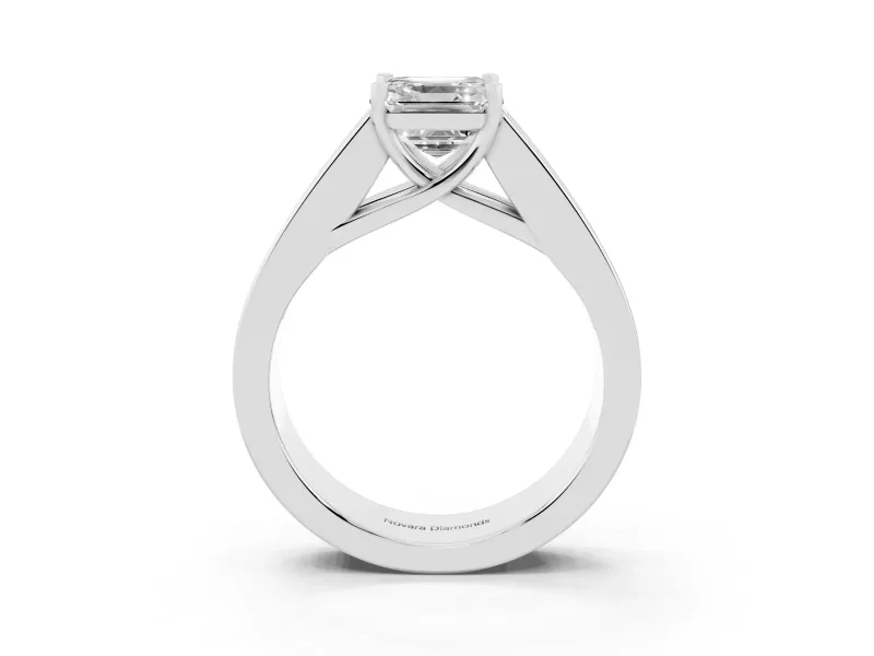 Asscher Cut Diamond Solitaire Ring Set in Silver with Channel-Set Accent Stones and Prong Setting