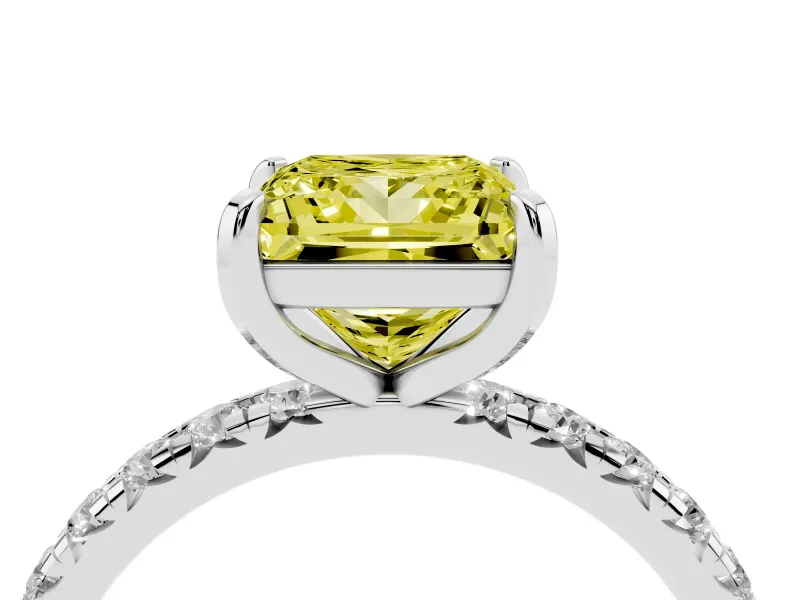Princess Cut Engagement Ring Setting for a Fancy Yellow Lab-Grown Diamond | Sterling Silver - Design NV-24510