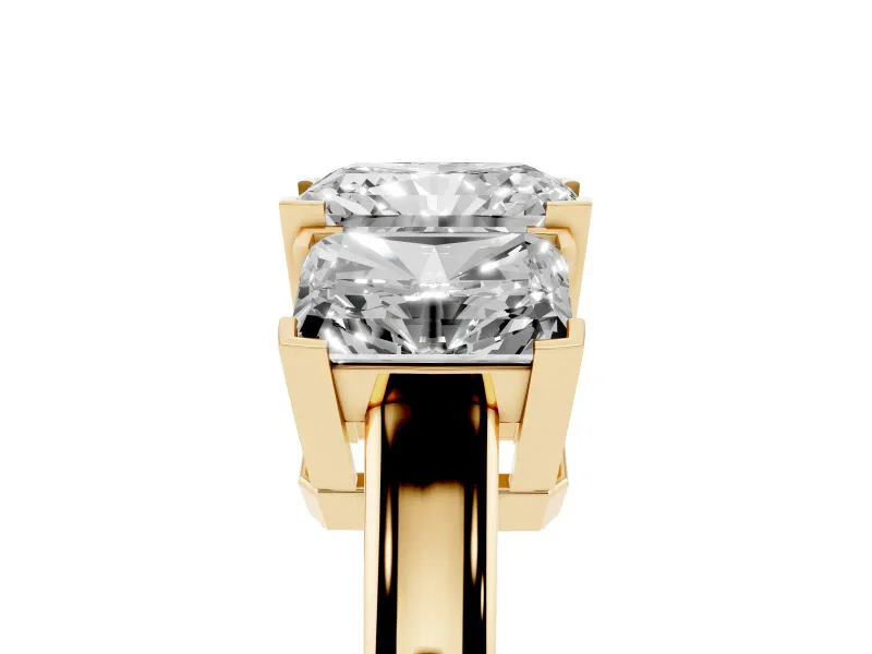 Radiant Cut Three Stone Engagement Ring Setting | Large Side Stones | Yellow Gold
