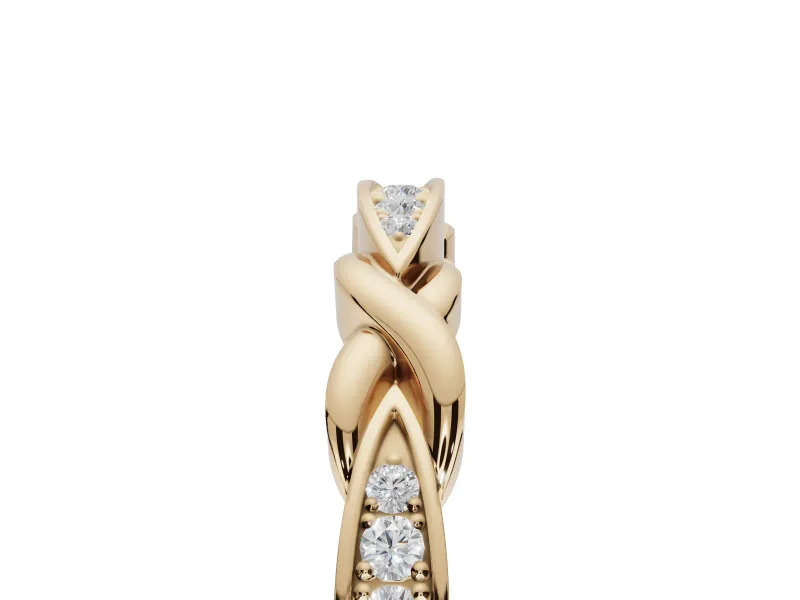 Round Lab-Grown Diamond Graduated Twisted Pavé Wedding Band | Marquise Motifs | Yellow Gold