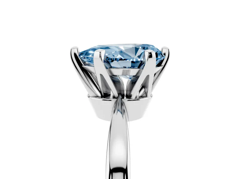 Fancy Blue Pear Cut Diamond Solitaire Engagement Ring Set in Platinum with Slim Tapered Solitaire Band