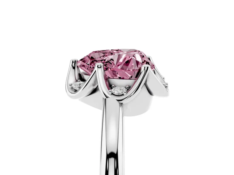 Heart-Shaped Petal Halo Engagement Ring Setting for a Fancy Pink Lab-Grown Diamond | Platinum