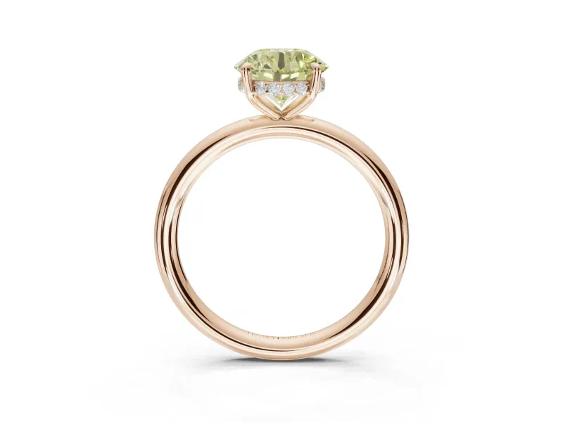 Round Hidden Halo Ring Setting for a Fancy Yellow Lab-Grown Diamond | Rose Gold