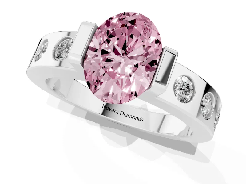 Oval Tension Style Engagement Ring Setting for a Fancy Pink Lab-Grown Diamond | Platinum