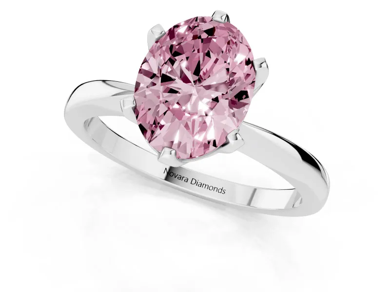 Oval Tapered Solitaire Engagement Ring Setting for a Fancy Pink Lab-Grown Diamond | Claw Prong Head | Platinum