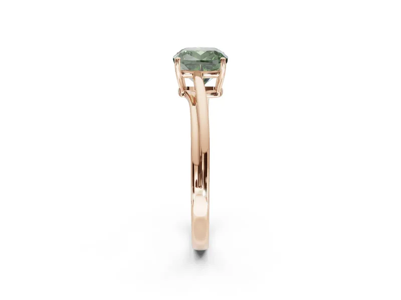 Cushion Cut Bypass Solitaire Engagement Ring Setting for a Fancy Green Lab-Grown Diamond | Rose Gold
