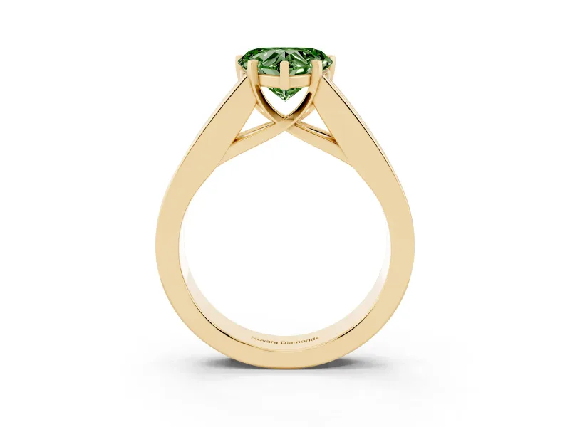 Heart-Shaped Channel-Set Engagement Ring Setting for a Fancy Green Lab-Grown Diamond | Yellow Gold