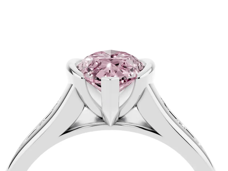 Marquise Half Bezel Engagement Ring Setting for a Fancy Pink Lab-Grown Diamond | Sterling Silver