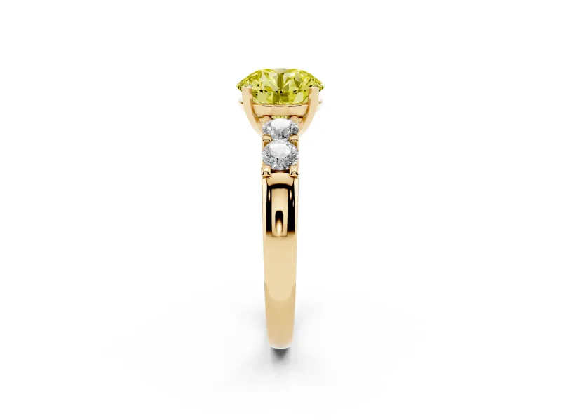 Round Five Stone Engagement Ring Setting for a Fancy Yellow Lab-Grown Diamond | Yellow Gold