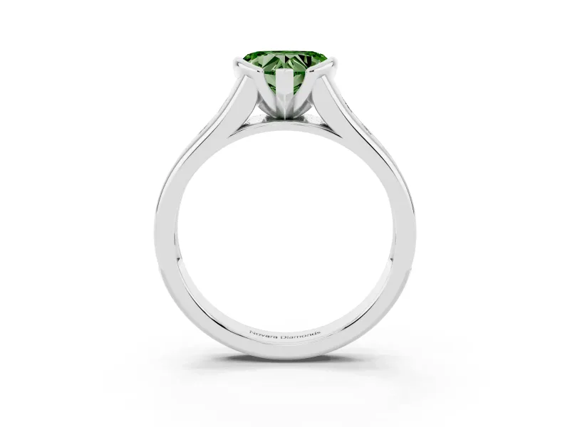 Heart-Shaped Half Bezel Engagement Ring Setting for a Fancy Green Lab-Grown Diamond | White Gold
