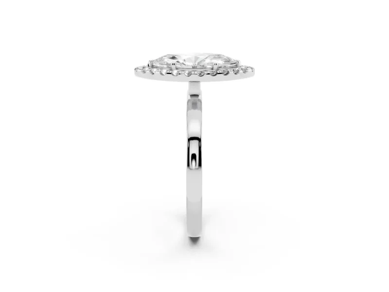 Marquise Thin Halo Engagement Ring Setting | Plain Polished Band | Platinum