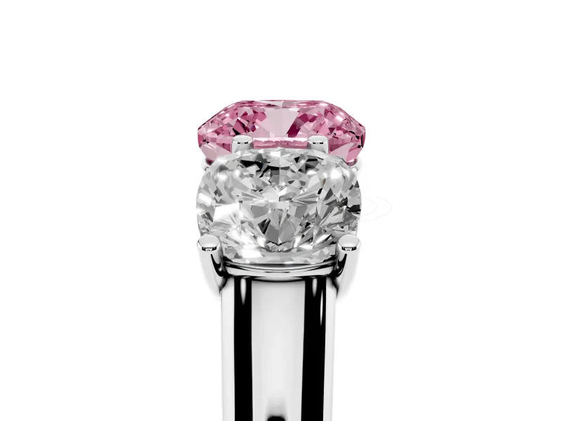 Cushion Cut Engagement Ring Setting for a Fancy Pink Lab-Grown Diamond | Sterling Silver - Design NV-24908